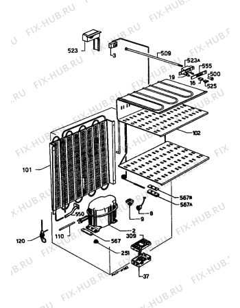 Взрыв-схема холодильника Zanussi Z611TFE - Схема узла Cooling system 017